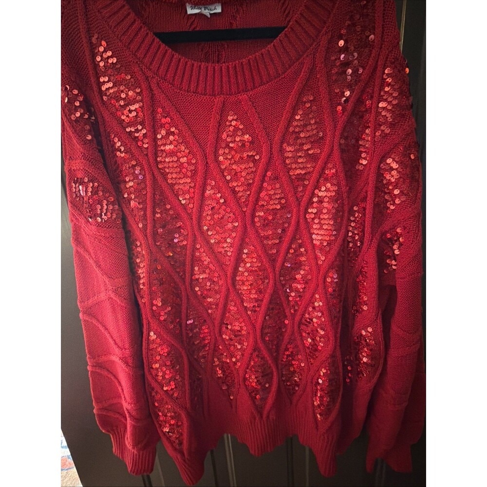 White Birch Red Sequin Sweater - 3x